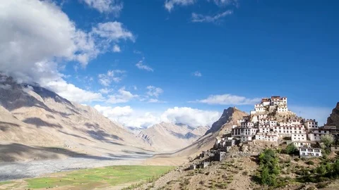 Key Monastery in Spiti Valley - Timelapse Stock Footage 75511282