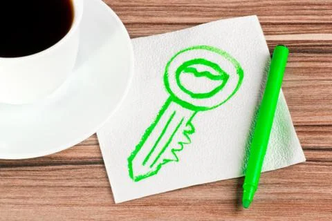 Key on a napkin Stock Photos
