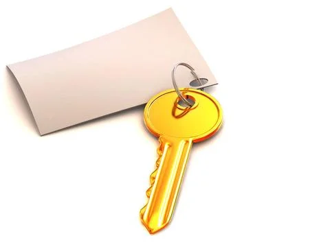 Key with note. 3d key with note. 3d Copyright: xZoonar.com/MaksymxYemelyan... Stock Photos