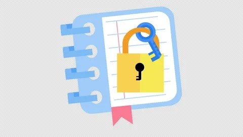 Key notes and important information icon. Unlocking ideas in a notebook logo Stock Footage 309487702