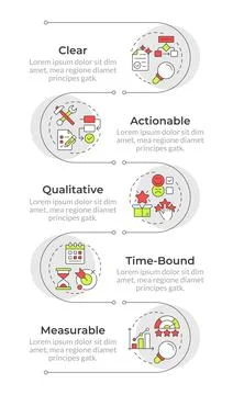 Key okr guidelines infographic vertical sequence Stock Illustration