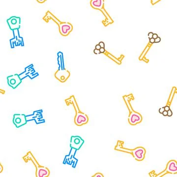 Key For Open And Close Padlock vector seamless pattern Stock Illustration