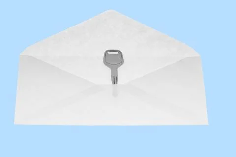 The key in open mail envelop. Stock Illustration