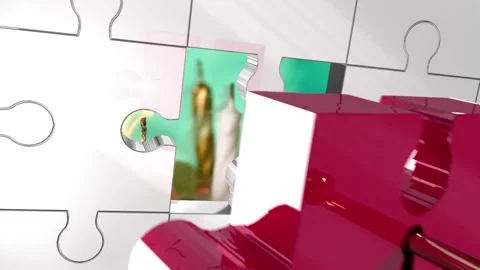 Key opening jigsaw puzzle pattern against burning candles on a cake Video stock 162983738