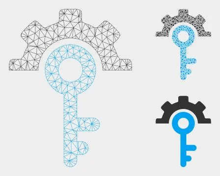 Key Options Vector Mesh Network Model and Triangle Mosaic Icon Stock Illustration