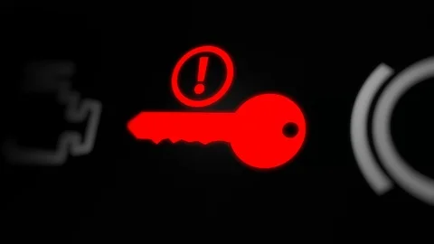 The Key or Starting System Problems Warning Light on Car Dashboard Stock Footage 124449871