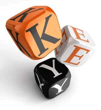 Key orange black dice blocks Stock Illustration