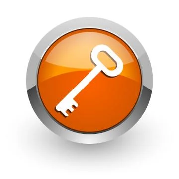 Key orange glossy web icon Stock Illustration