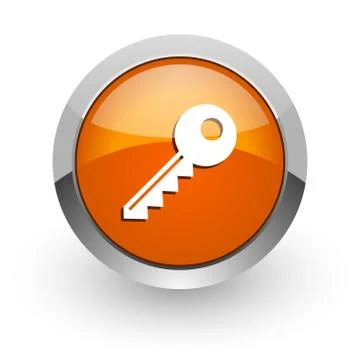 Key orange glossy web icon Stock Illustration