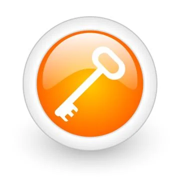 Key orange glossy web icon on white background. Stock Illustration