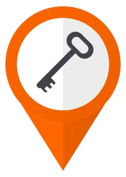 Key orange pointer vector icon in eps 10 isolated on white background. 스톡 일러스트