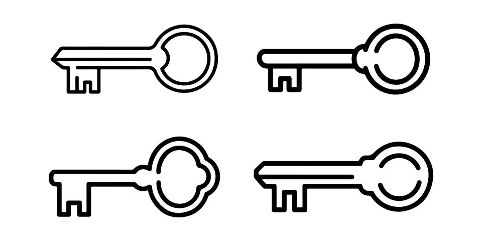 Key outline vector icon set on white background Stock-Illustration