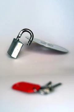 Key, padlock, cd Foto stock