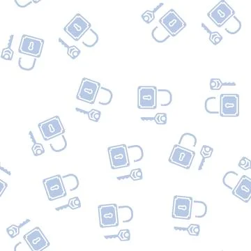 Key padlock glyph seamless pattern Stock Illustration