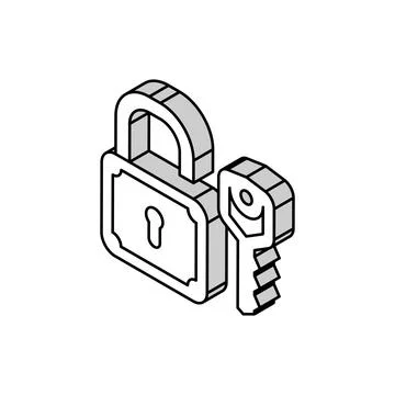 Key padlock isometric icon vector illustration 库存插图