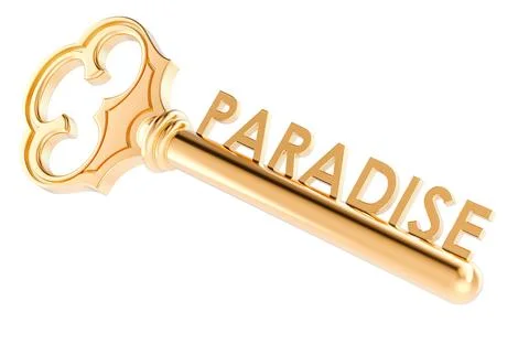 Key to Paradise, concept. 3D rendering Illustration