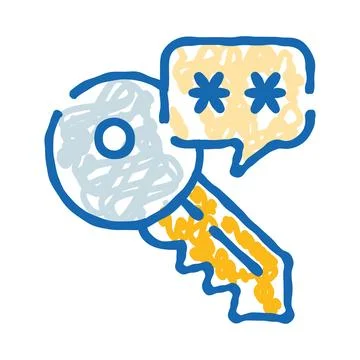 Key with password bubble for data access Illustrazione stock