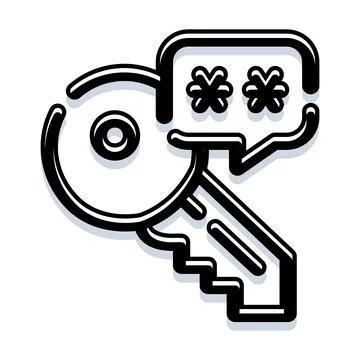 Key with password thought bubble icon symbolizing security Stock Illustration