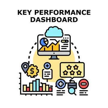 Key performance dashboard analyzing business metrics data Stock Illustration