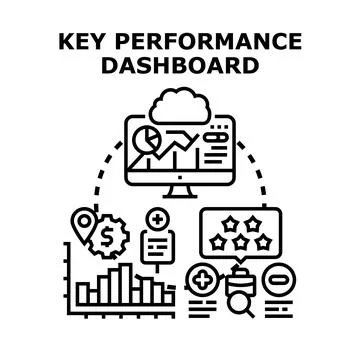 Key performance dashboard analyzing business metrics data Stock Illustration