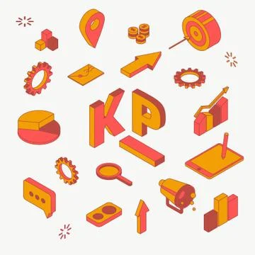 Key performance indicator isometric vector concept Stock Illustration