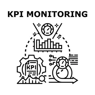 Key performance indicator monitoring data analysis process Stock Illustration