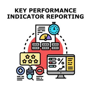 Key performance indicator reporting and business analysis Illustrazione stock