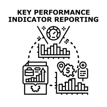 Key performance indicator reporting business data analysis Stock Illustration