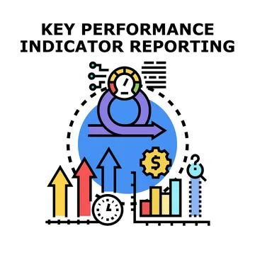 Key performance indicator reporting for business analysis Stock Illustration