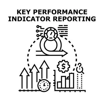 Key performance indicator reporting for business analysis Stock Illustration