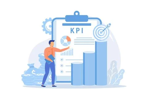 Key performance indicator, success measurement, company growth, business ef.. Stock Illustration