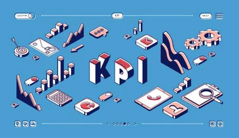 Key performance indicators isometric landing page Stock Illustration