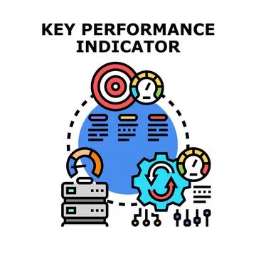 Key performance indicators measuring business success and data analysis Stock Illustration