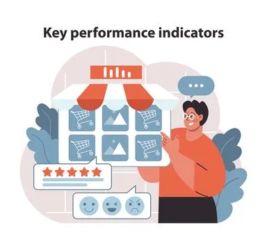 Key Performance Indicators in Retail. Detailed monitoring of customer 스톡 일러스트