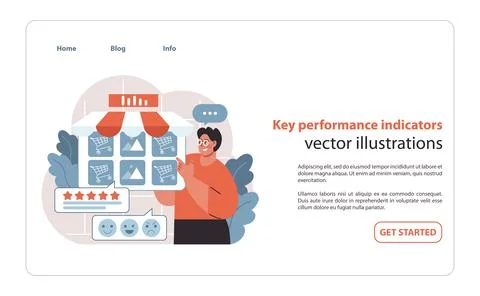 Key Performance Indicators in Retail. Detailed monitoring of customer Stock Illustration