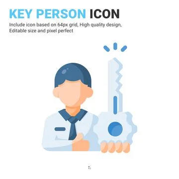 Key person icon vector with flat color style isolated on white background 스톡 일러스트