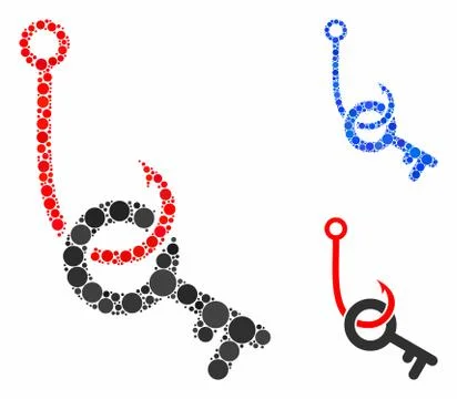 Key phishing hook Composition Icon of Circles Illustrazione stock