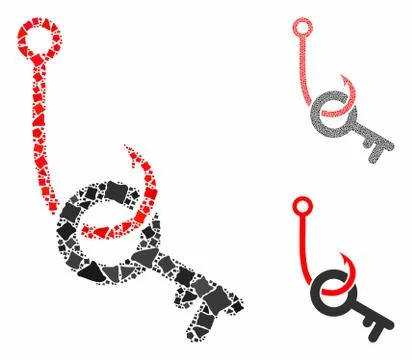 Key phishing hook Composition Icon of Bumpy Elements Stock Illustration