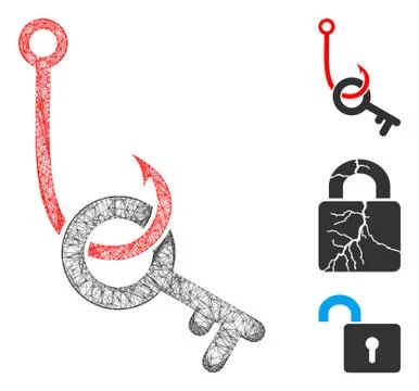Key Phishing Hook Polygonal Web Vector Mesh Illustration Illustrazione stock