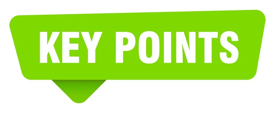 Key points green sign isolated on transpatent background. key points sticker Stock Illustration