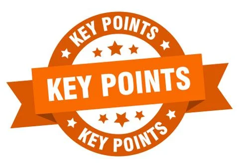Key points round ribbon isolated label. key points sign Stock Illustration