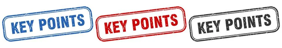 Key points square isolated sign set. key points stamp Stock Illustration