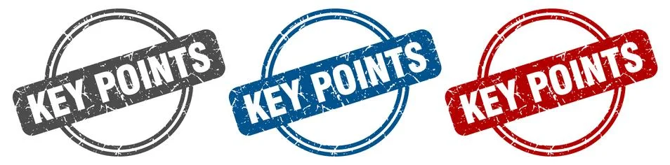 Key points stamp. key points sign. key points label set Stock Illustration