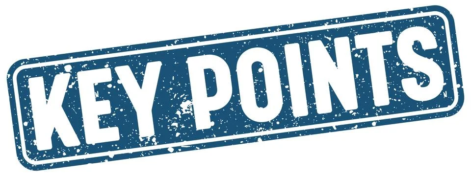 Key points stamp. key points blue rectangular grunge stamp on transparent b.. Stock Illustration