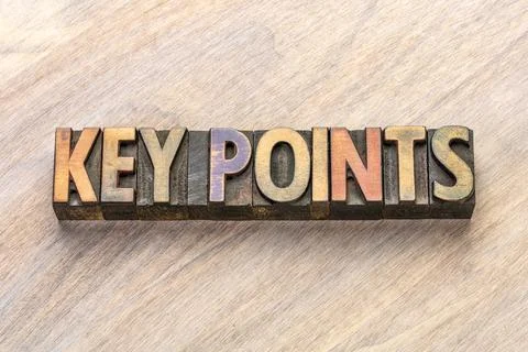 Key points text in wood type Foto stock