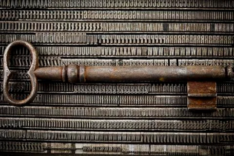 Key on printers blocks, bright color theme Stock Photos