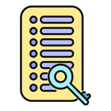 Key providing access to important data list Stock Illustration