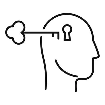 Key to psychological problem icon, outline style Illustrazione stock