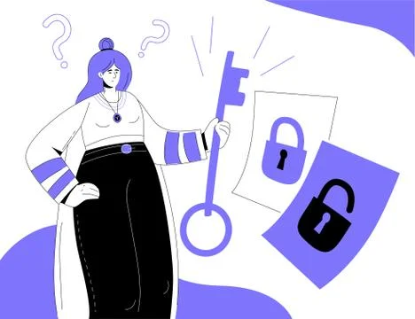 Key question - colorful flat design style illustration Stock Illustration