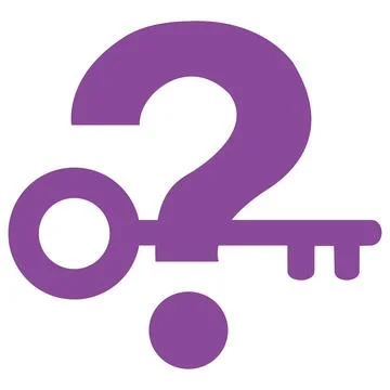 Key with question mark icon. Solution and secret symbol. 库存插图